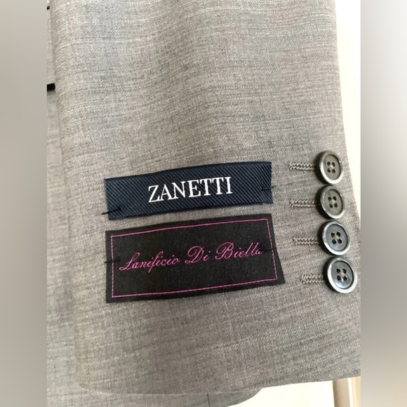 New Zanetti Light Grey Suit SET of 2  Porto Slim Wool Blend 42R Suit 36R Pants - Picture 5 of 11